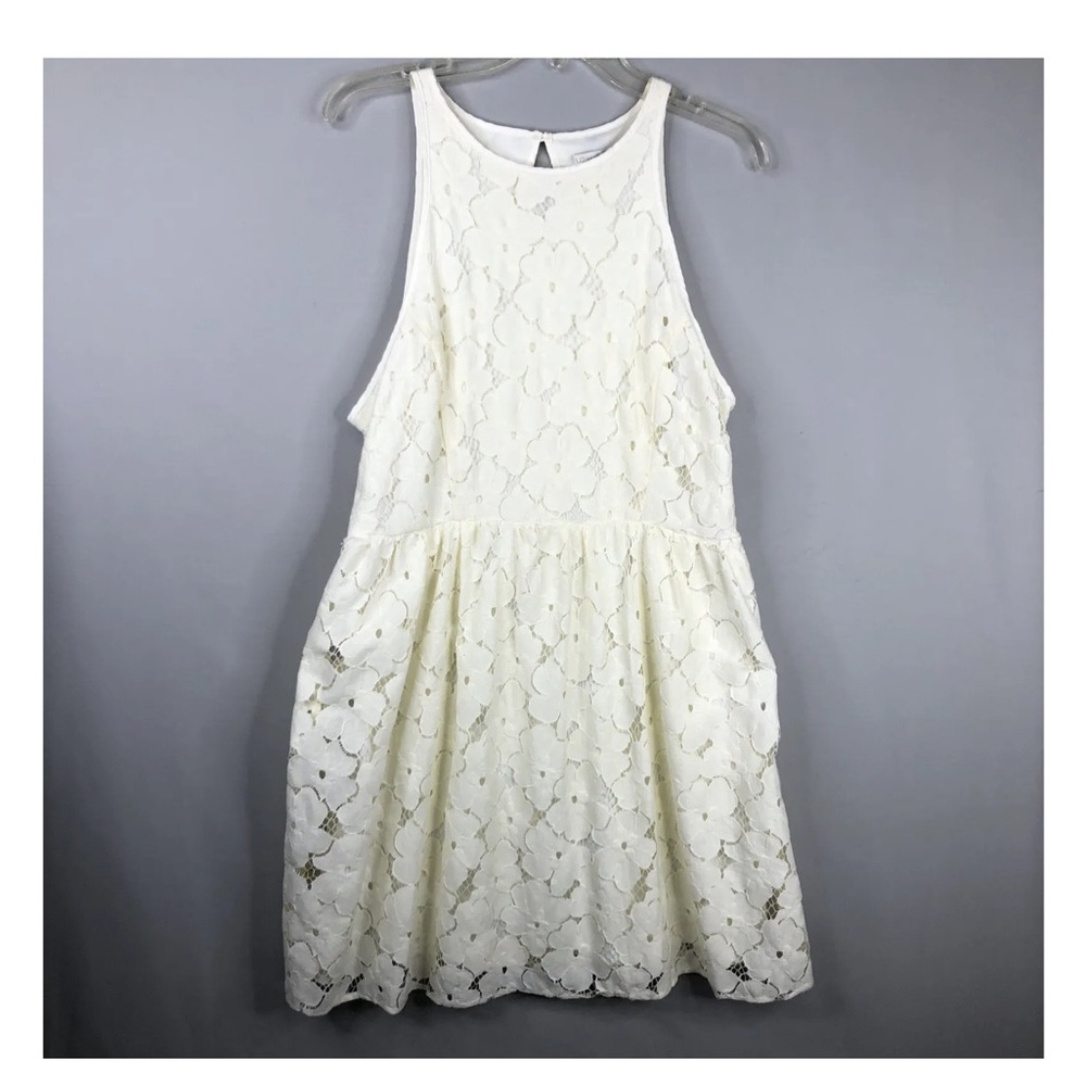LC Lauren Conrad Yellow Feminine Lace Sundress Size 14 Summer Casual